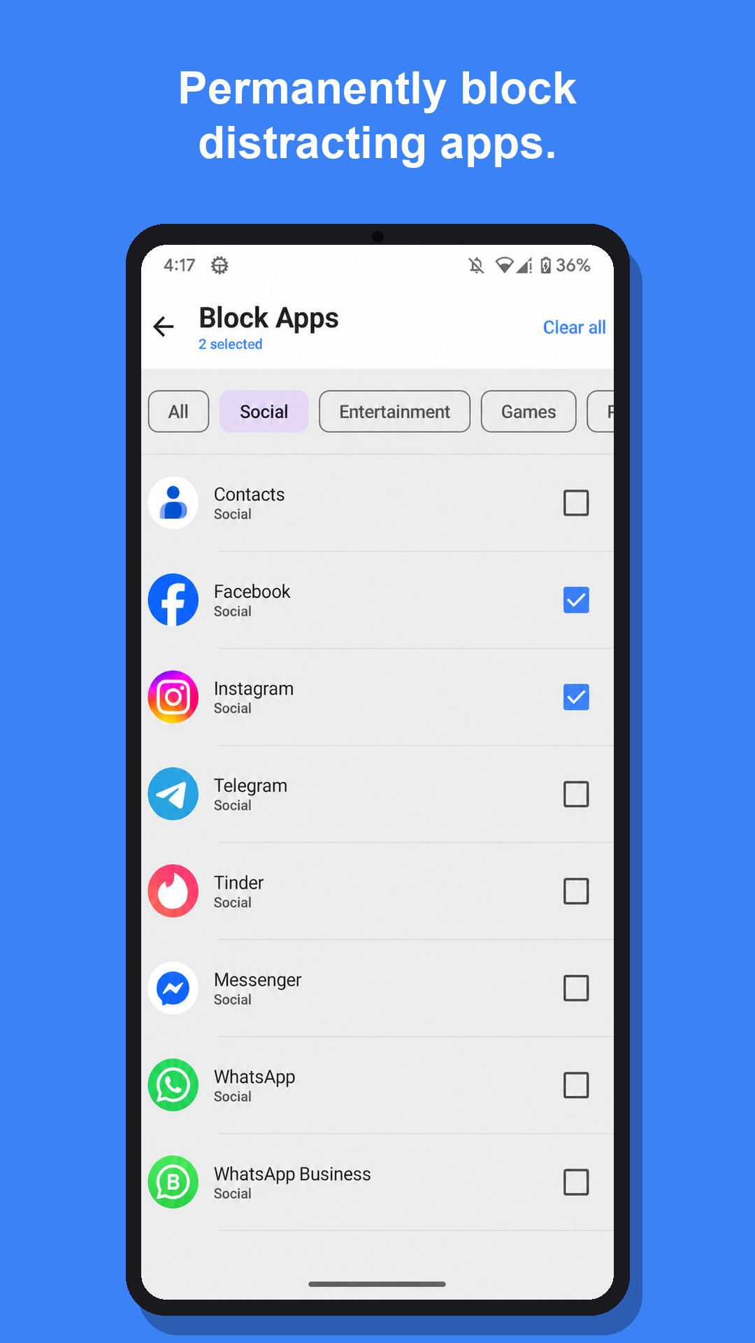 GoFree permanently block distracting apps